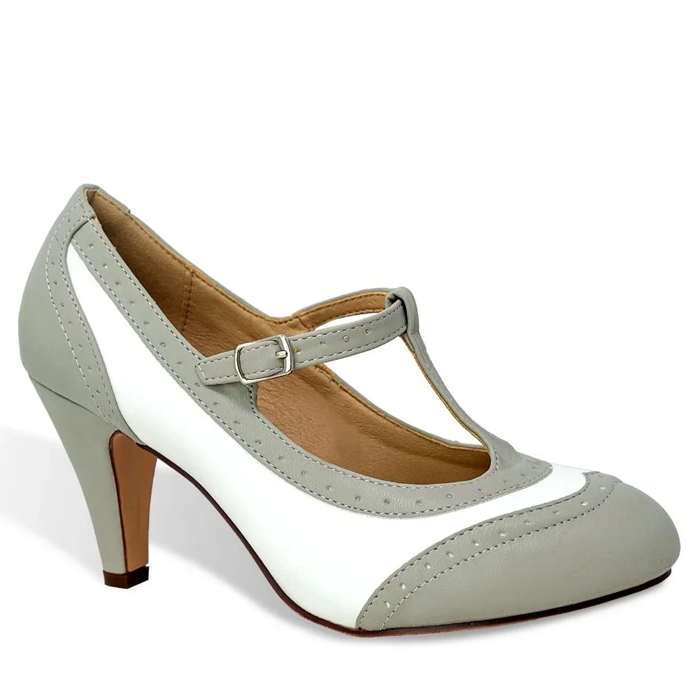 Chase & Chloe Mary Jane Oxford Pumps - Retro Round Toe Shoe with Ankle S… - Picture 2 of 4